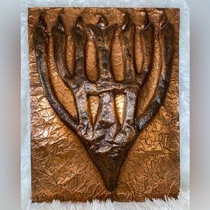 Menorah - Copper Textured handmade Wall Art